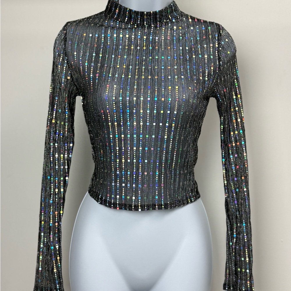 Mine Black Glitter Crop Top